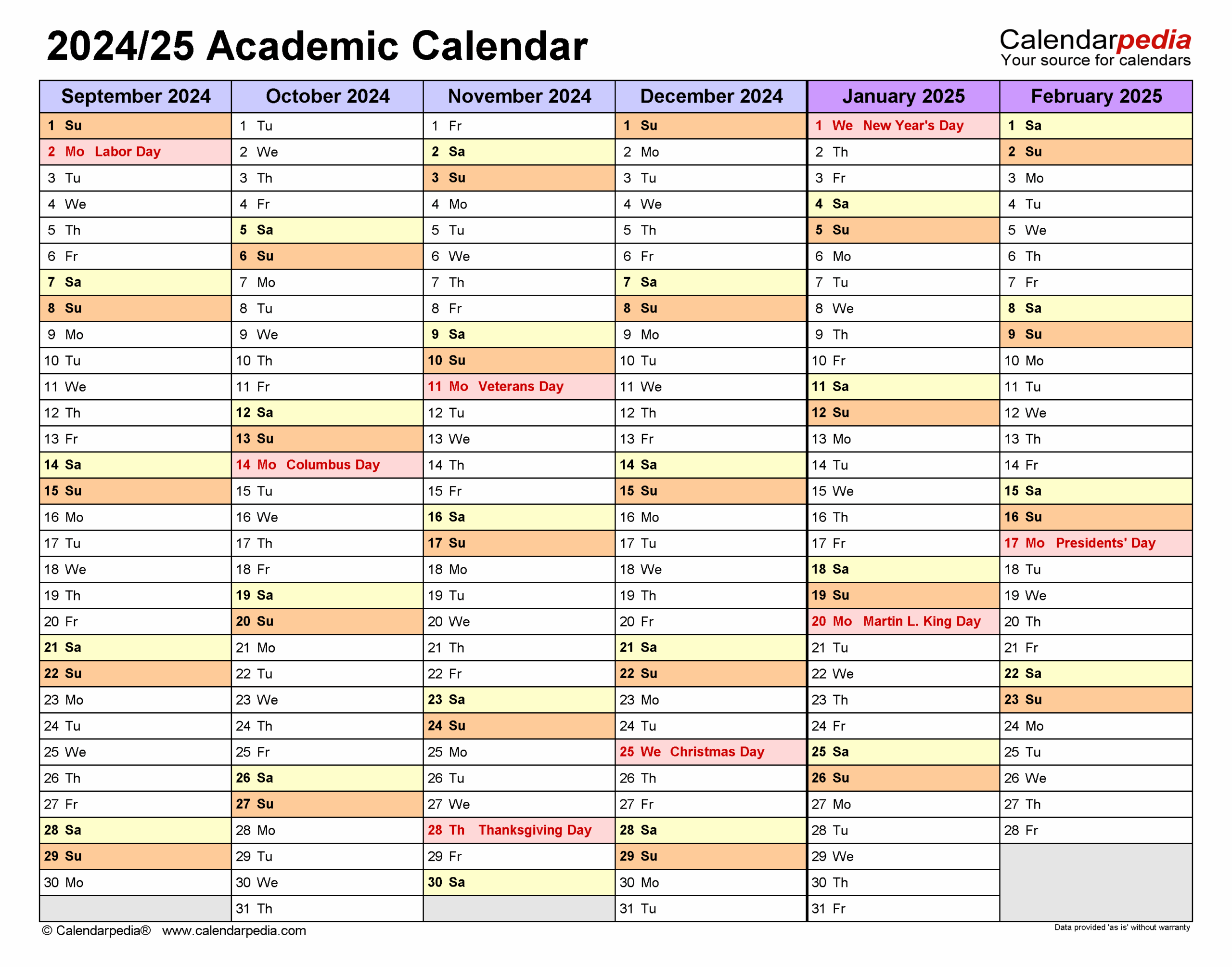 Academic Calendars 2024 2025 Free Printable PDF Templates