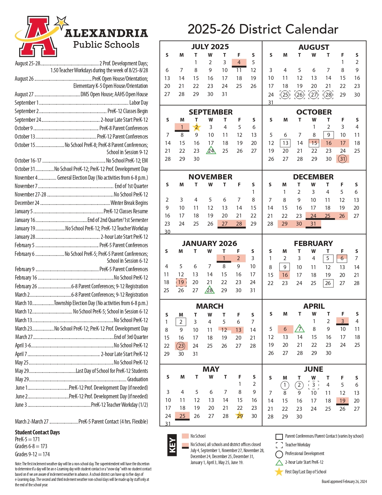 ALEXANDRIA Public Schools MN 25 26 Calendar Revised PDF EduCounty