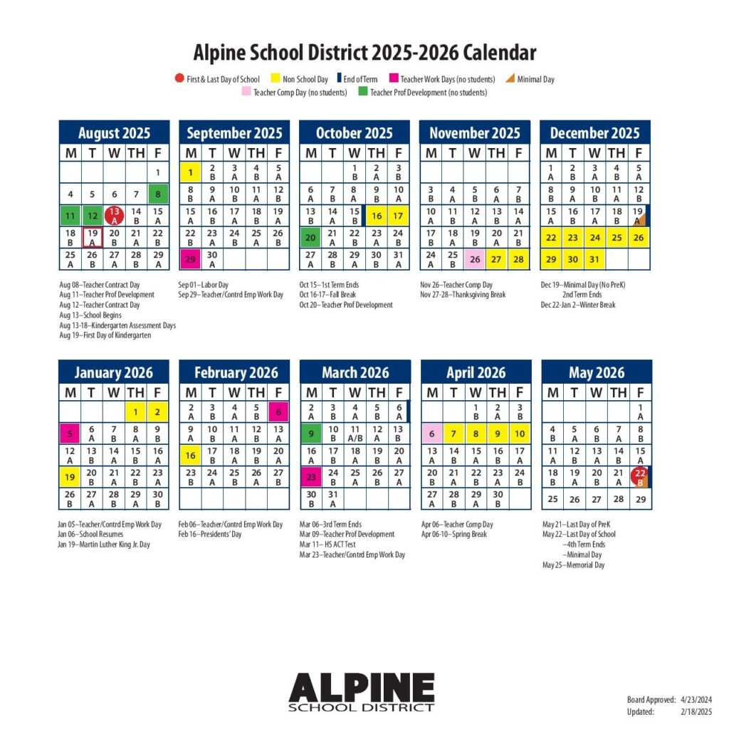 Alpine School District Calendar 2025 2026 Download Now