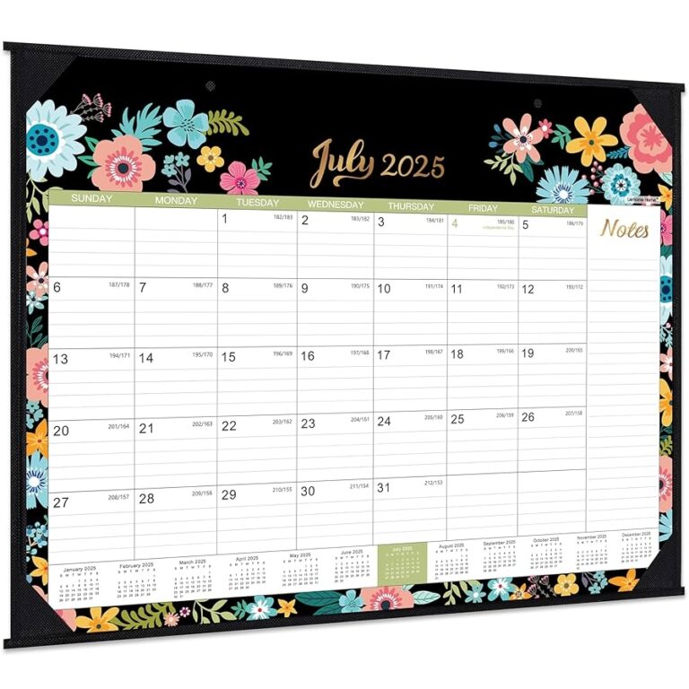 Amazon 2025 2026 Desk Calendar Large Desk Calendar 2025 2026 Jul 2025 Dec 2026 22 X 17 18 Months Corner Protectors Black Floral Office Products
