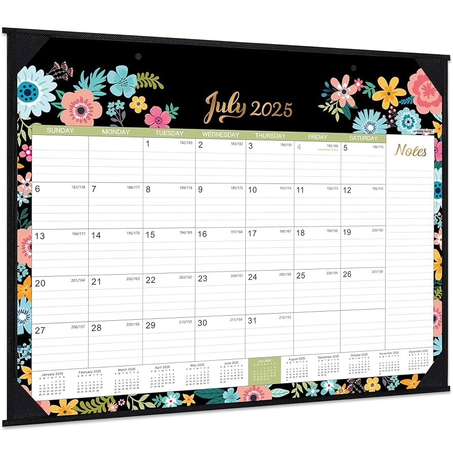 Amazon 2025 2026 Desk Calendar Large Desk Calendar 2025 2026 Jul 2025 Dec 2026 22 X 17 18 Months Corner Protectors Black Floral Office Products