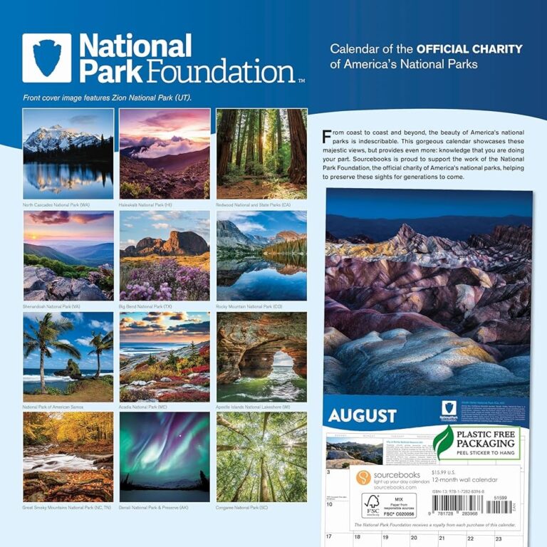 Amazon 2025 National Park Foundation Wall Calendar 12 Month Nature Calendar Photography Collection Monthly Calendar 9781728283968 National Park Foundation Books