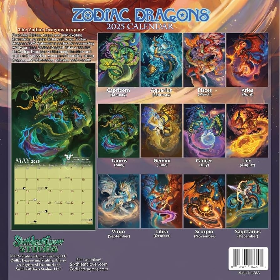 Amazon 2025 Zodiac Dragons Fantasy Wall Calendar Limited Edition Office Products