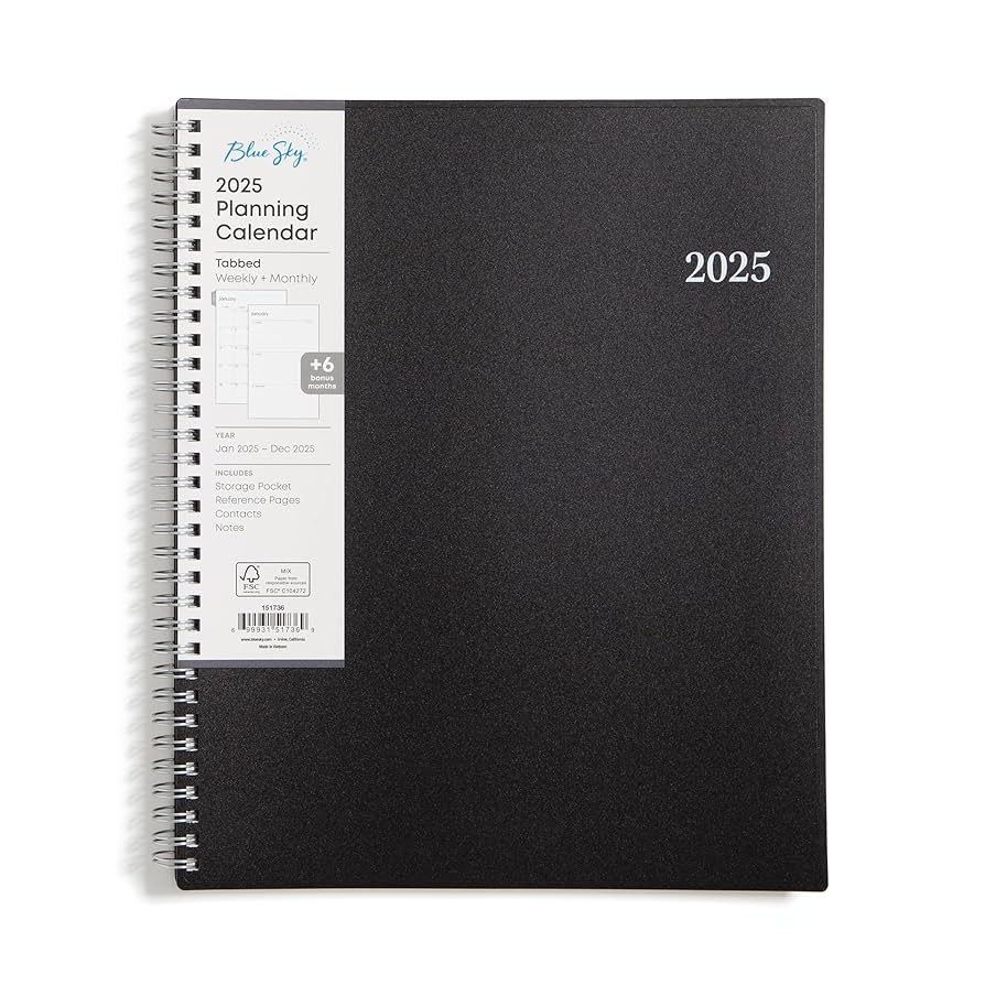 Amazon Blue Sky 2025 Weekly And Monthly Planner Calendar January December 8 5 X 11 Flexible Cover Laminated Tabs Wirebound Storage Pocket Enterprise Office Products