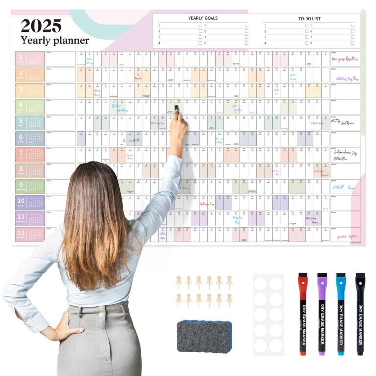 Amazon EYROZILL Large Calendar For Wall 2025 Dry Erase Wall Calendar 48 x32 Horizontal Layout Yearly Planner For Office Classroom Home Task Organizer 2025 Jan Dec Office Products
