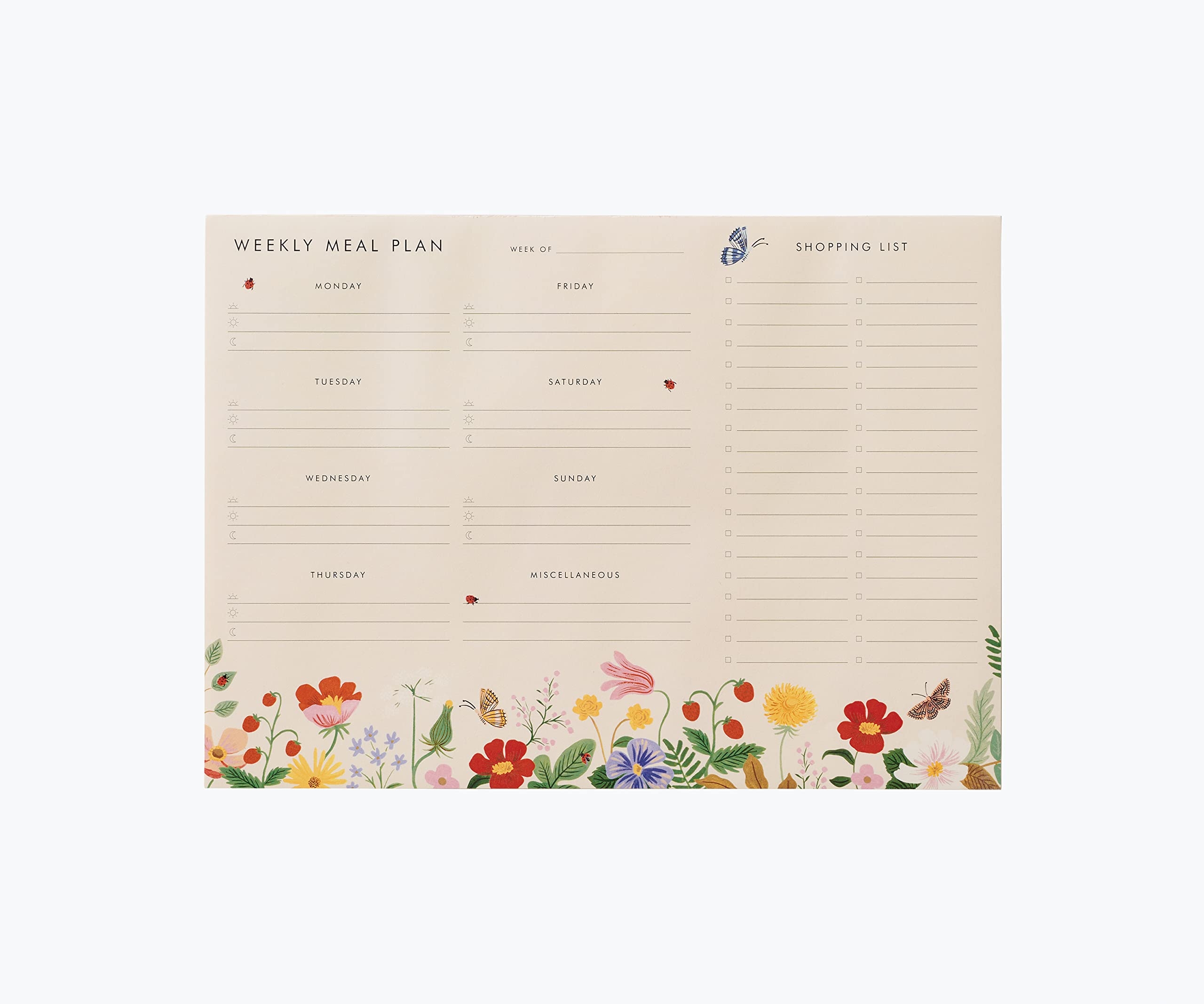 Amazon RIFLE PAPER CO Strawberry Fields Meal Planner 52 Tear Off Pages With Shopping List Printed In Full Color Master Weekly Meal Planning With Organized Notepad Office Products