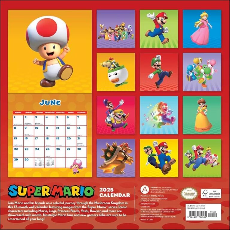 Amazon Super Mario 2025 Wall Calendar 9781419774539 Nintendo Books