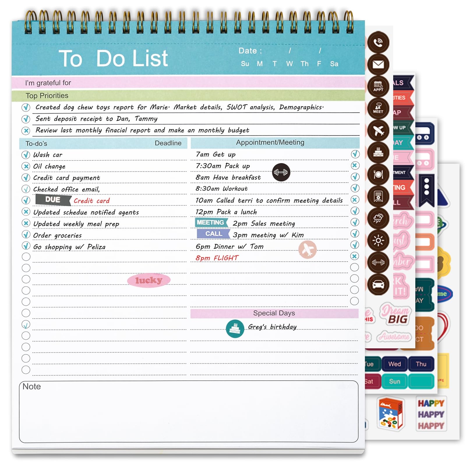 Amazon To Do List Notepad Spiral Bound Undated Daily Planner 52 Sheets 8 5 X 10 5 Tear Off Task Planning Pad With Checklist For Work Office Home Office Products
