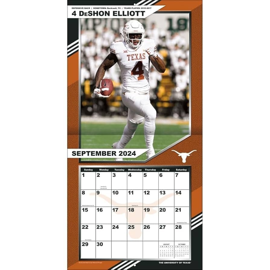 Amazon TURNER SPORTS Texas Longhorns 2025 12x12 Team Wall Calendar 25998011821 Office Products