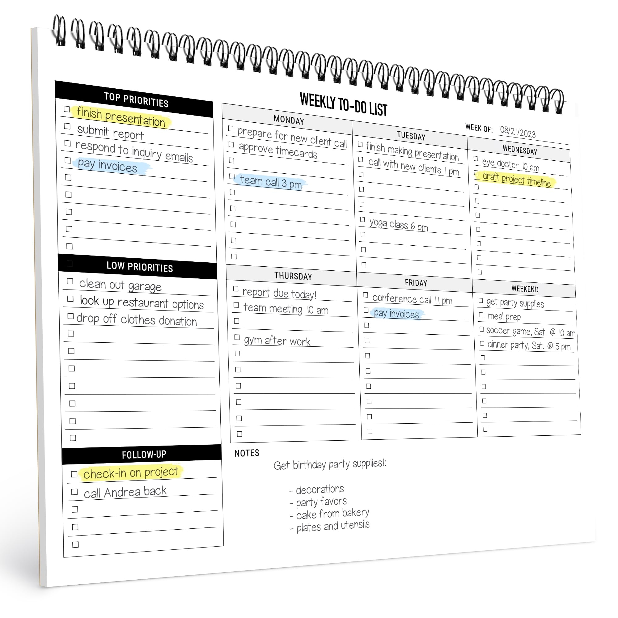 Weekly To Do List Casual Style