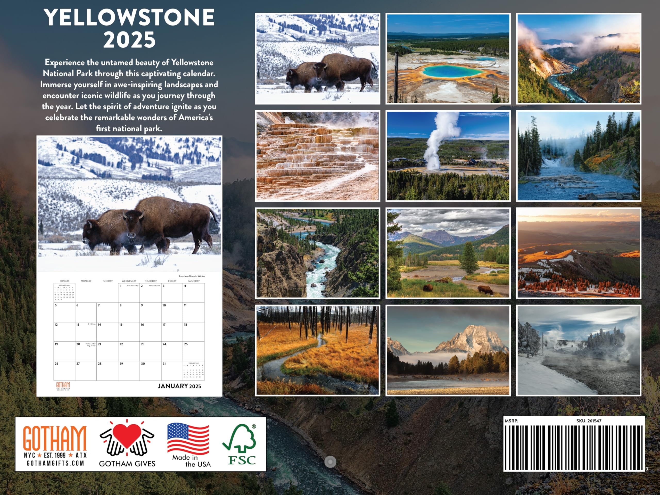 Amazon Yellowstone Calendar 2025 National Park Monthly Wall Calender Montana Nature 12 Month American Made In The USA Office Products