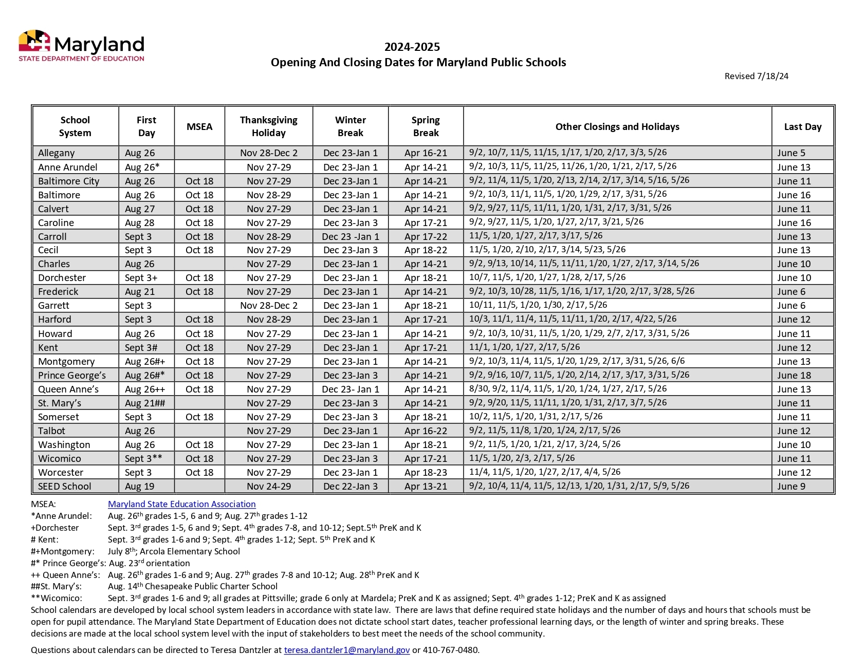 Anne Arundel County Public Schools Calendar 2025 2026 PDF 