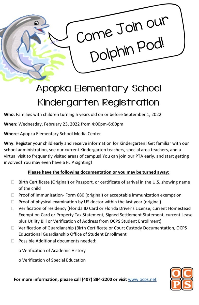 Apopka Elementary School OCPS On X Kindergarten Registration Next Week February 23 ApopkaES OCPS TParzialeBuxton Https t co EH9Rk8dEpz X