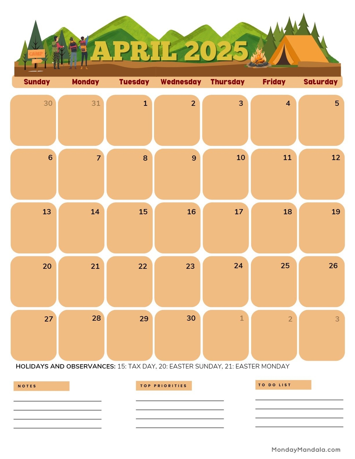 April 2025 Calendar 52 Free PDF Printables 