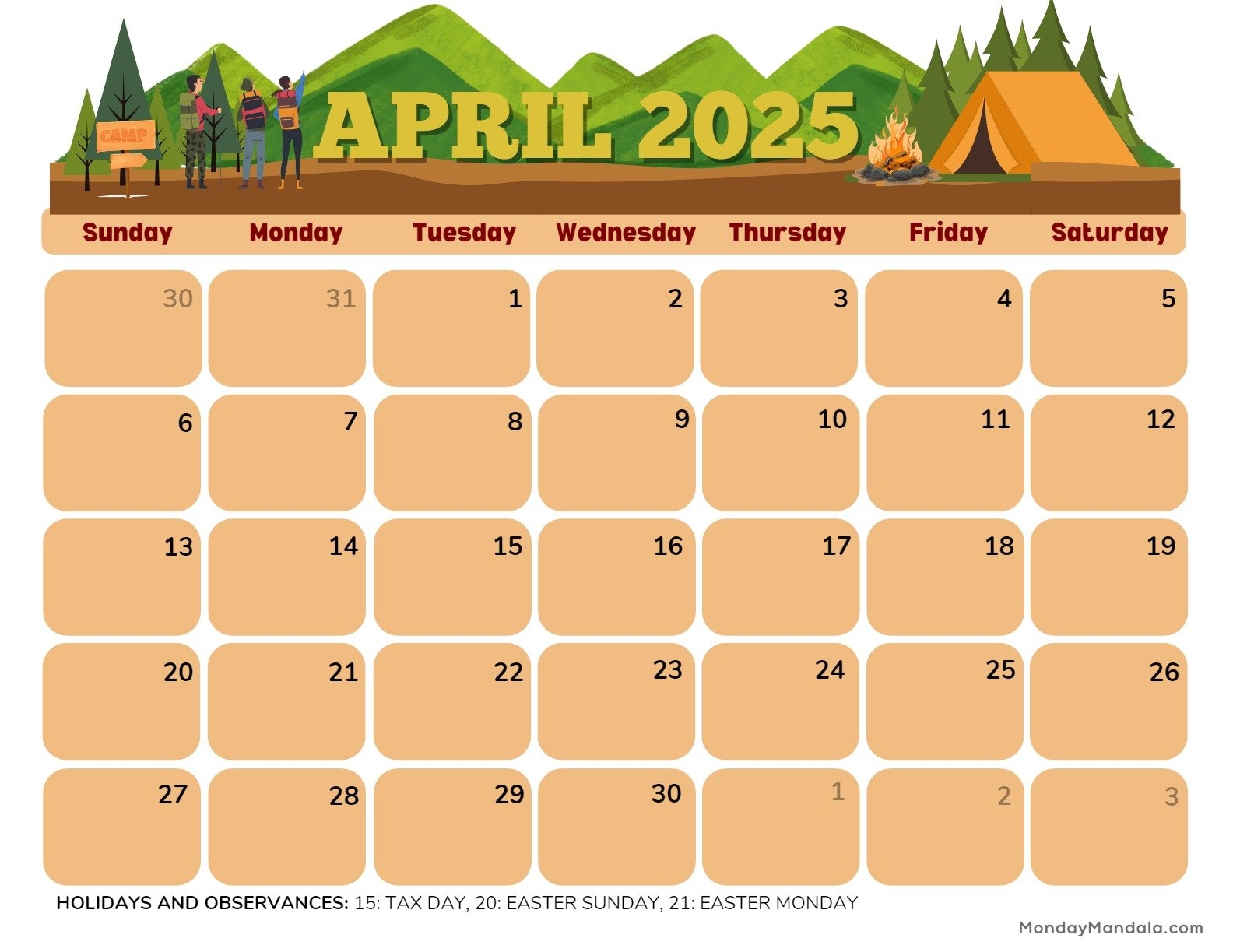 April 2025 Calendar 52 Free PDF Printables 