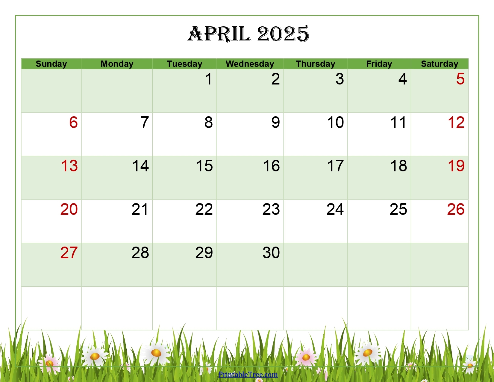 April 2025 Calendar Printable PDF Template With Holidays
