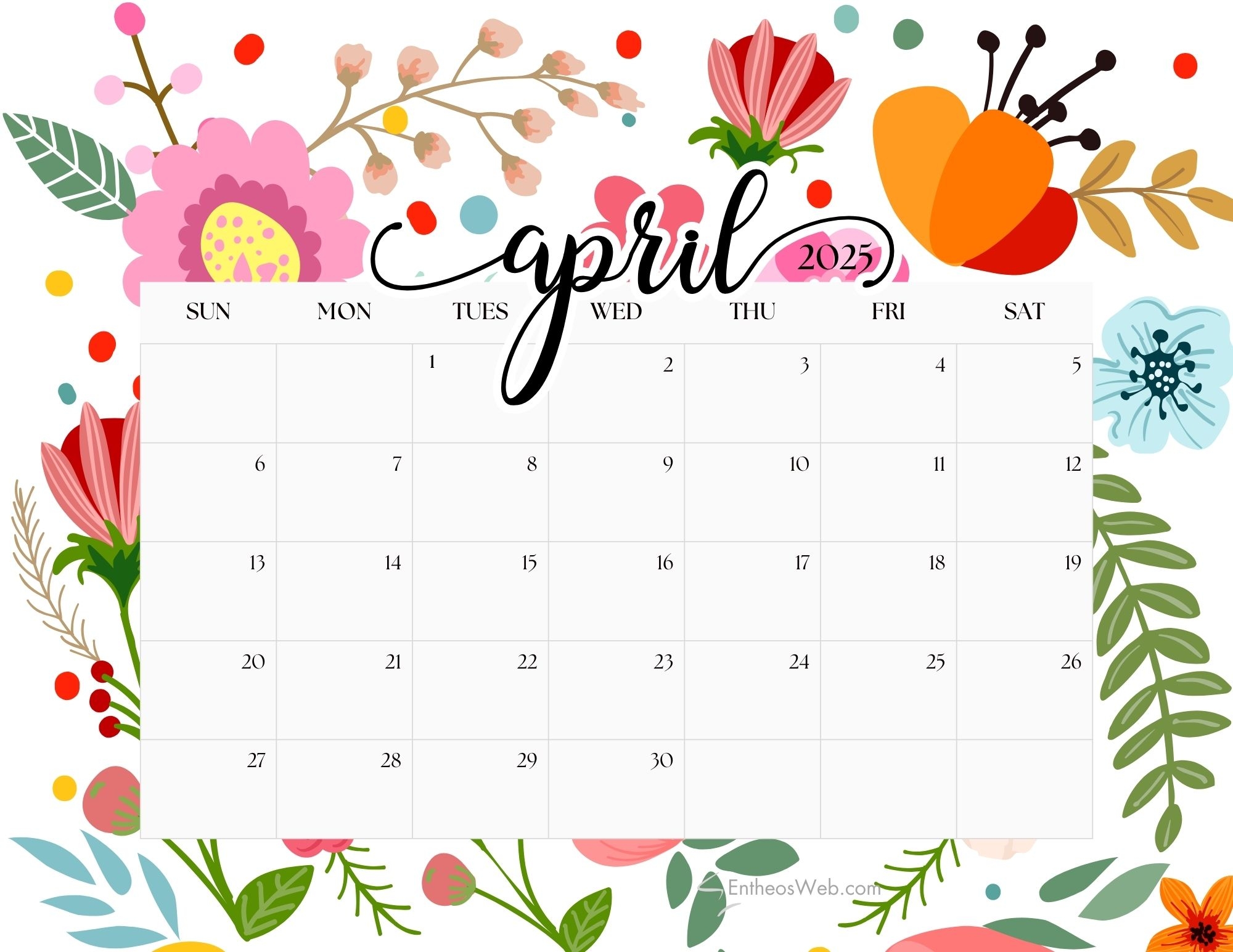 april 2025 calendar printable