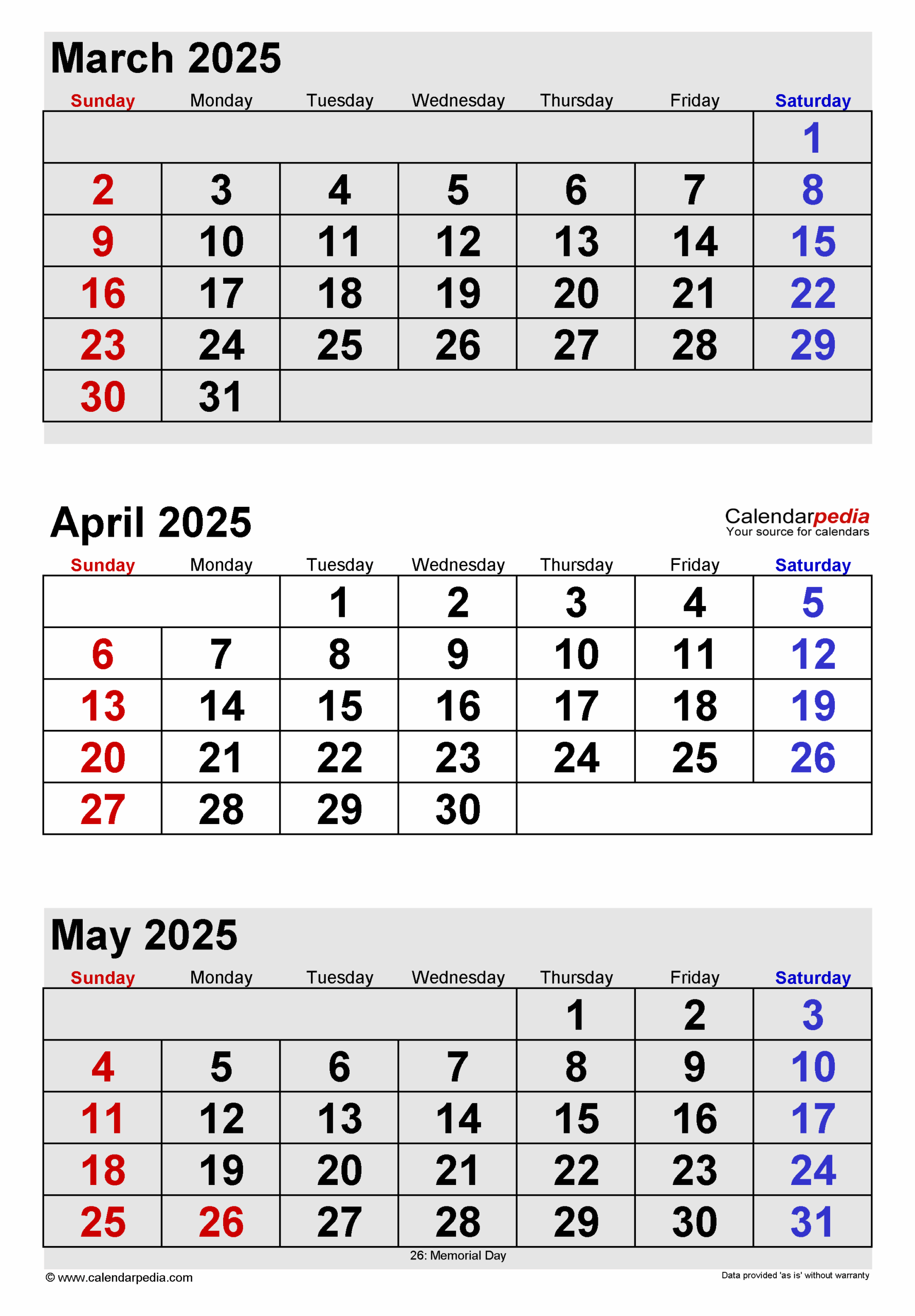 April-May 2025 calendar