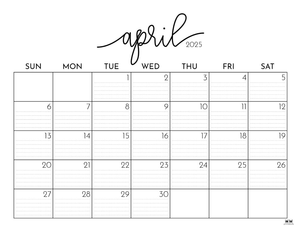 April 2025 Calendar with notes