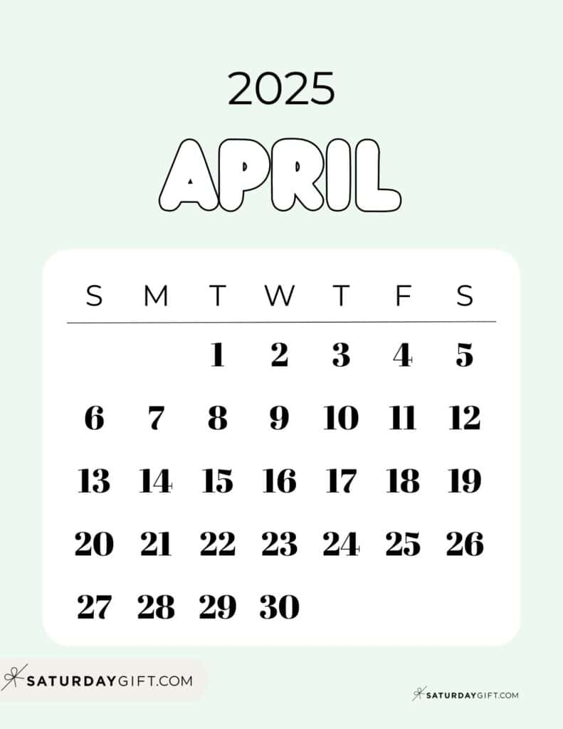 April 2025 Calendars 23 Cute Free Printable PDFs SaturdayGift
