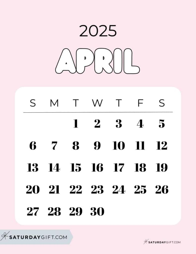 April 2025 Calendars 23 Cute Free Printable PDFs SaturdayGift