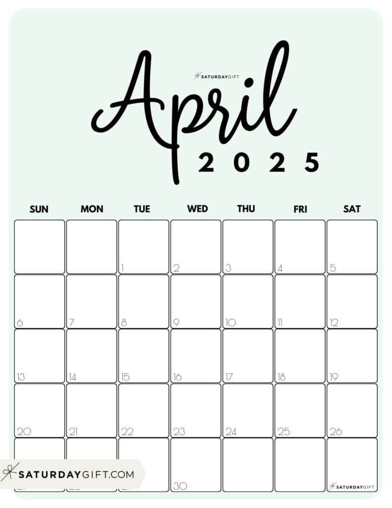 April 2025 Calendars 23 Cute Free Printable PDFs SaturdayGift