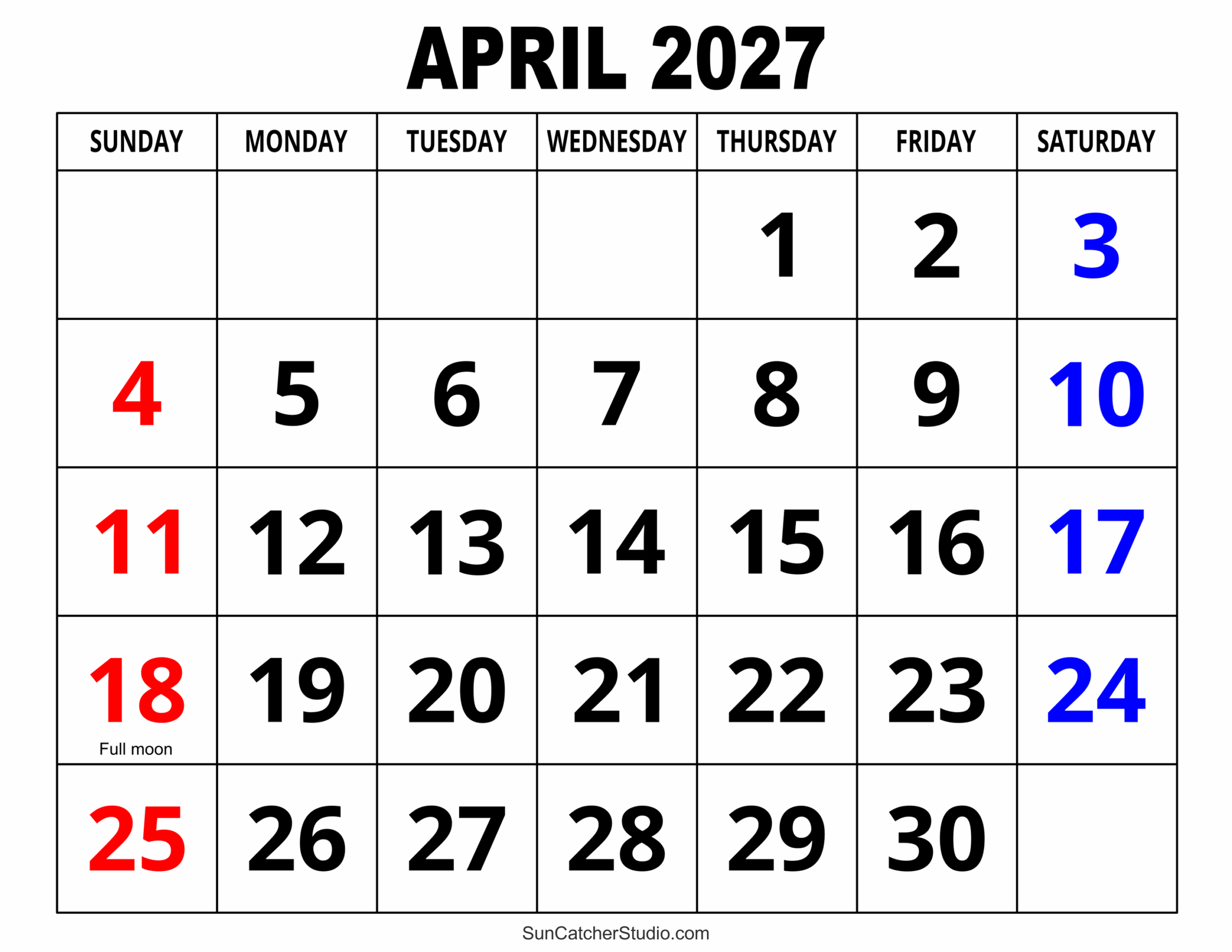 April 2027 Calendar Free Printable Free Printables Monograms Design Tools Patterns DIY Projects