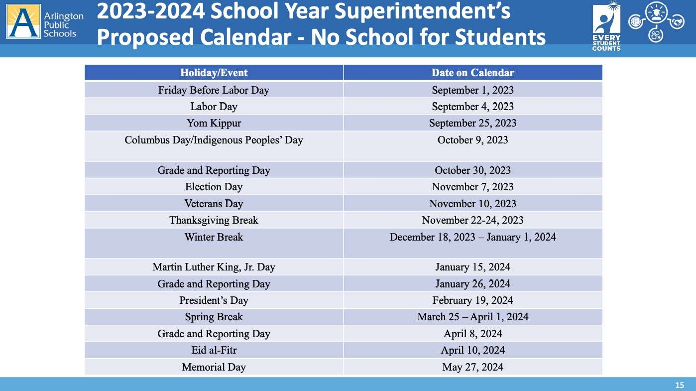 APS Superintendent Proposes Earlier Start Date More Instructional Days For 2023 24 ARLnow