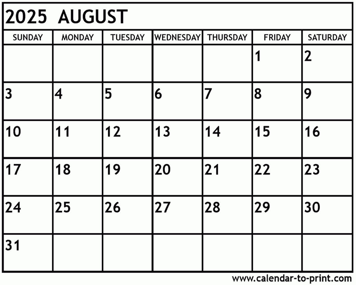 march to august 2025 calendar printable