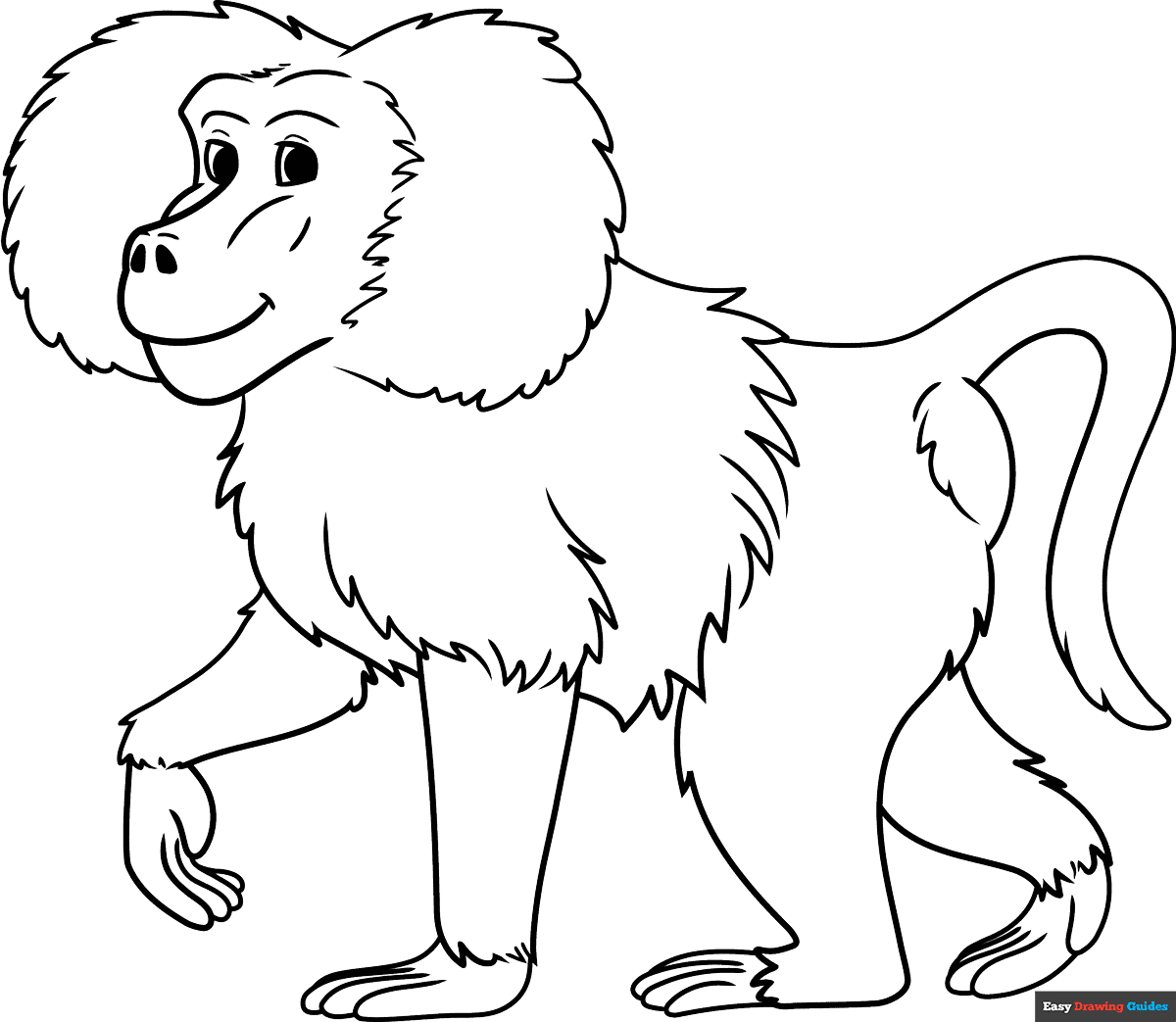 Baboon Coloring Page Easy Drawing Guides