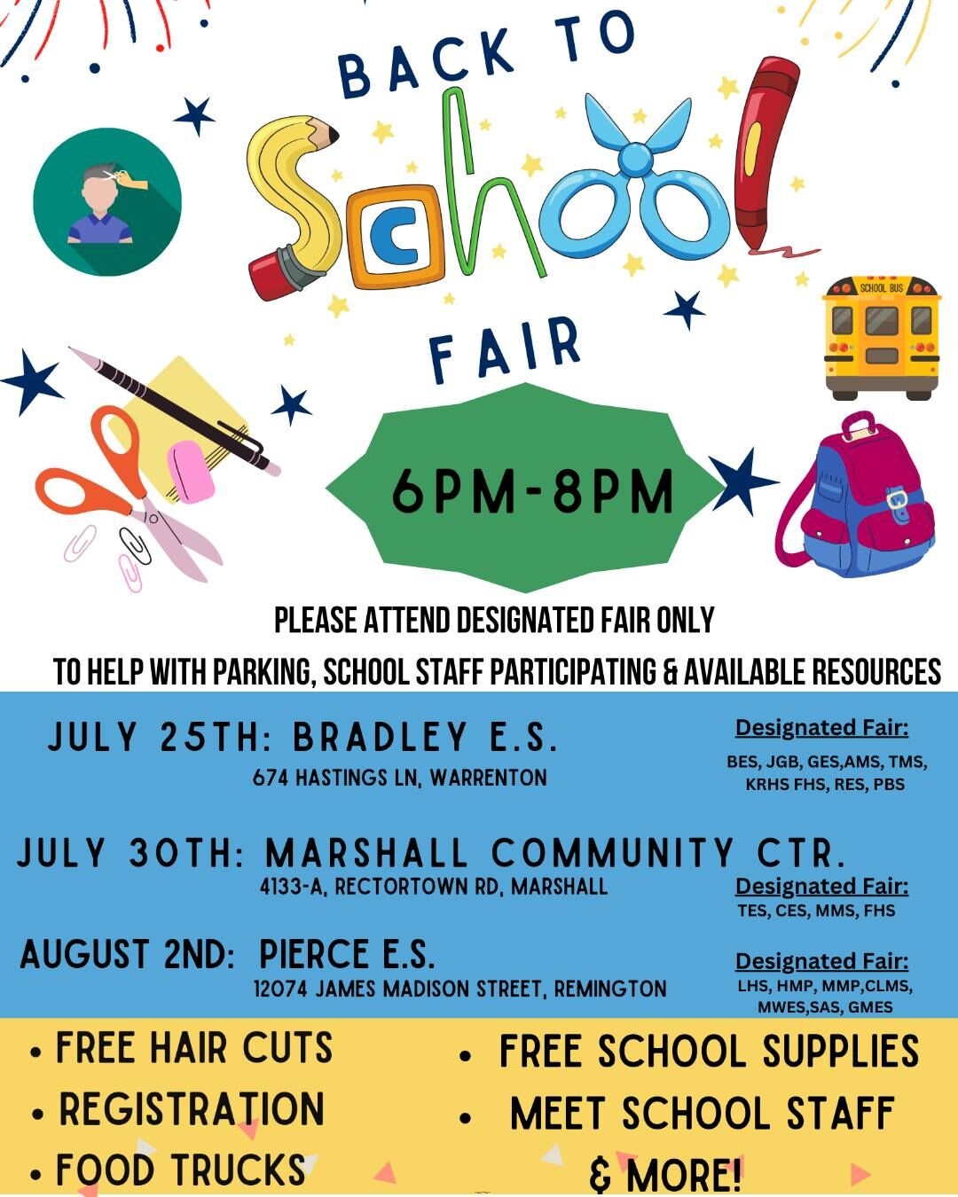 Back To School Fairs Scheduled For Fauquier County Students News Fauquier