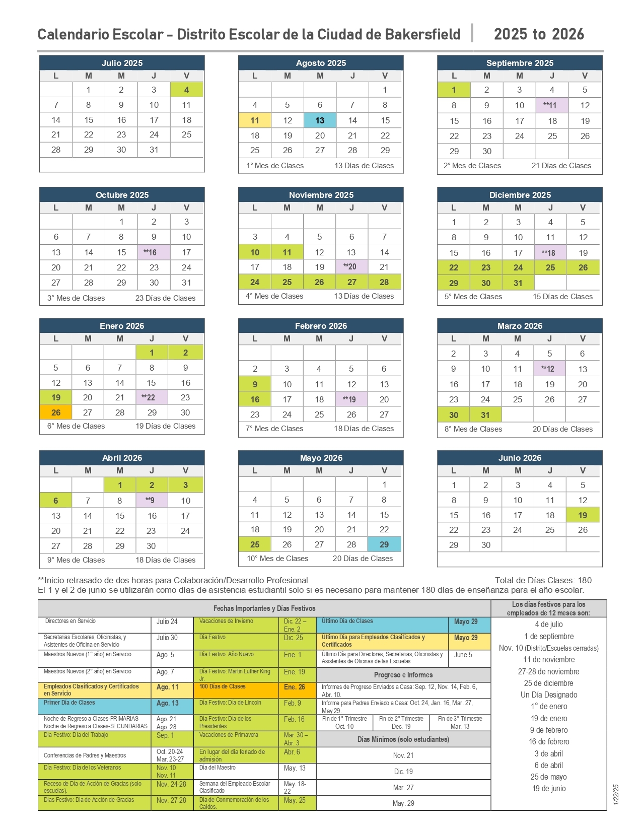 Bakersfield City School District Calendar 24 25 PDF REVISED EduCounty