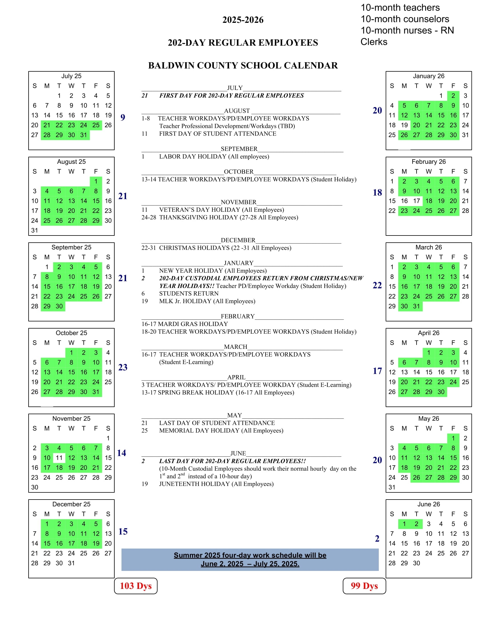 Baldwin County Public Schools AL Calendar 25 26 Revised PDF EduCounty