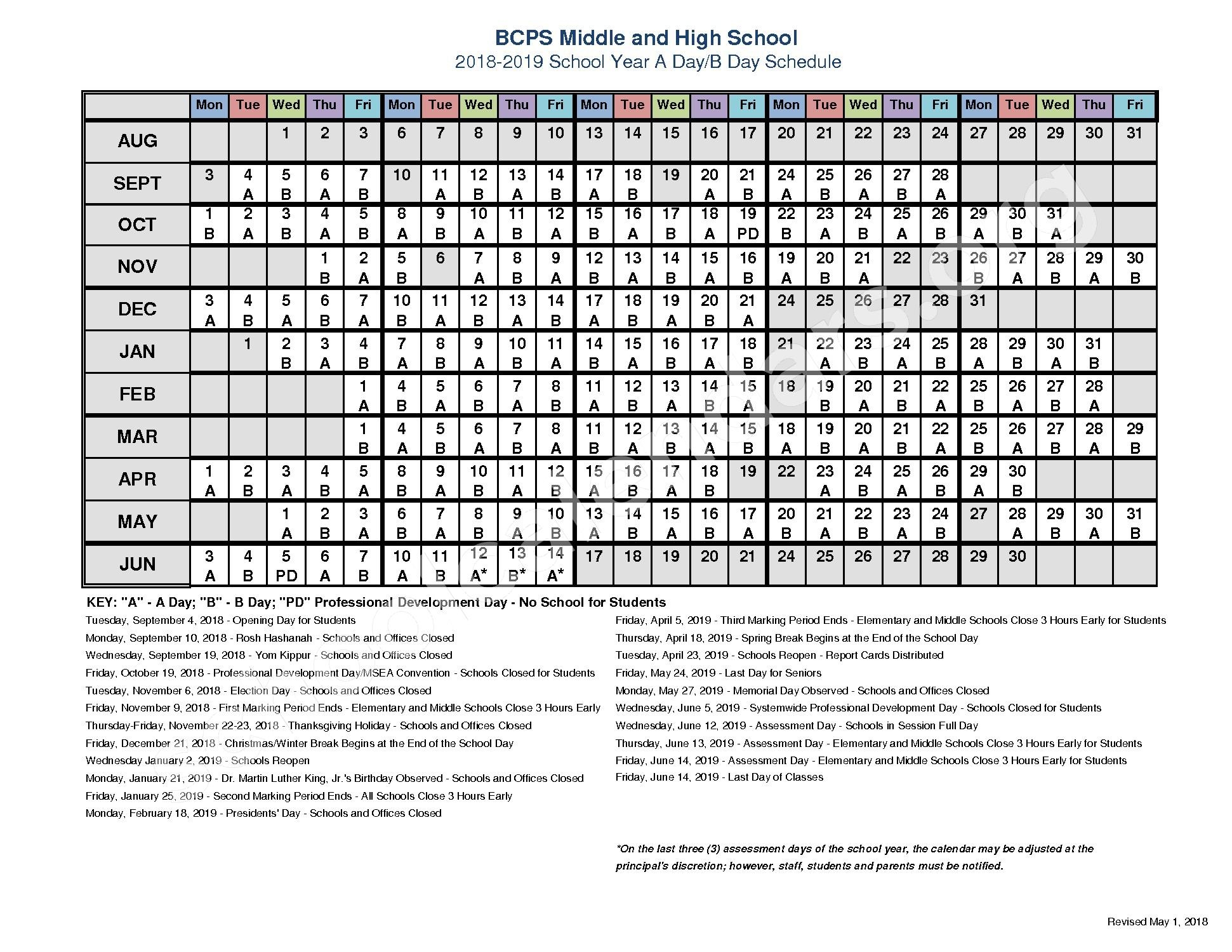 calendar baltimore county public schools