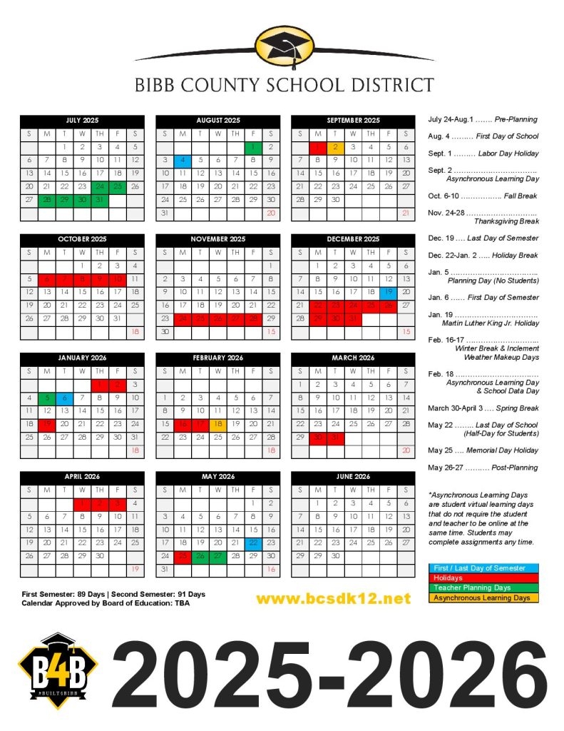 Bibb County Schools Calendar 2025 2026 Georgia