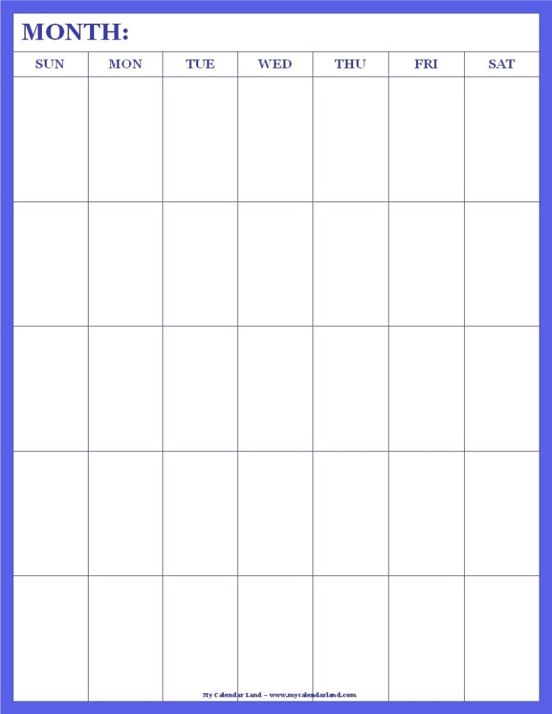 Blank Calendar Portrait