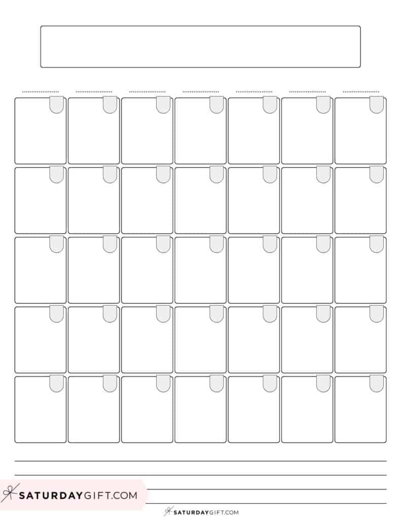 Blank Calendar Templates 29 Cute Free Printables SaturdayGift