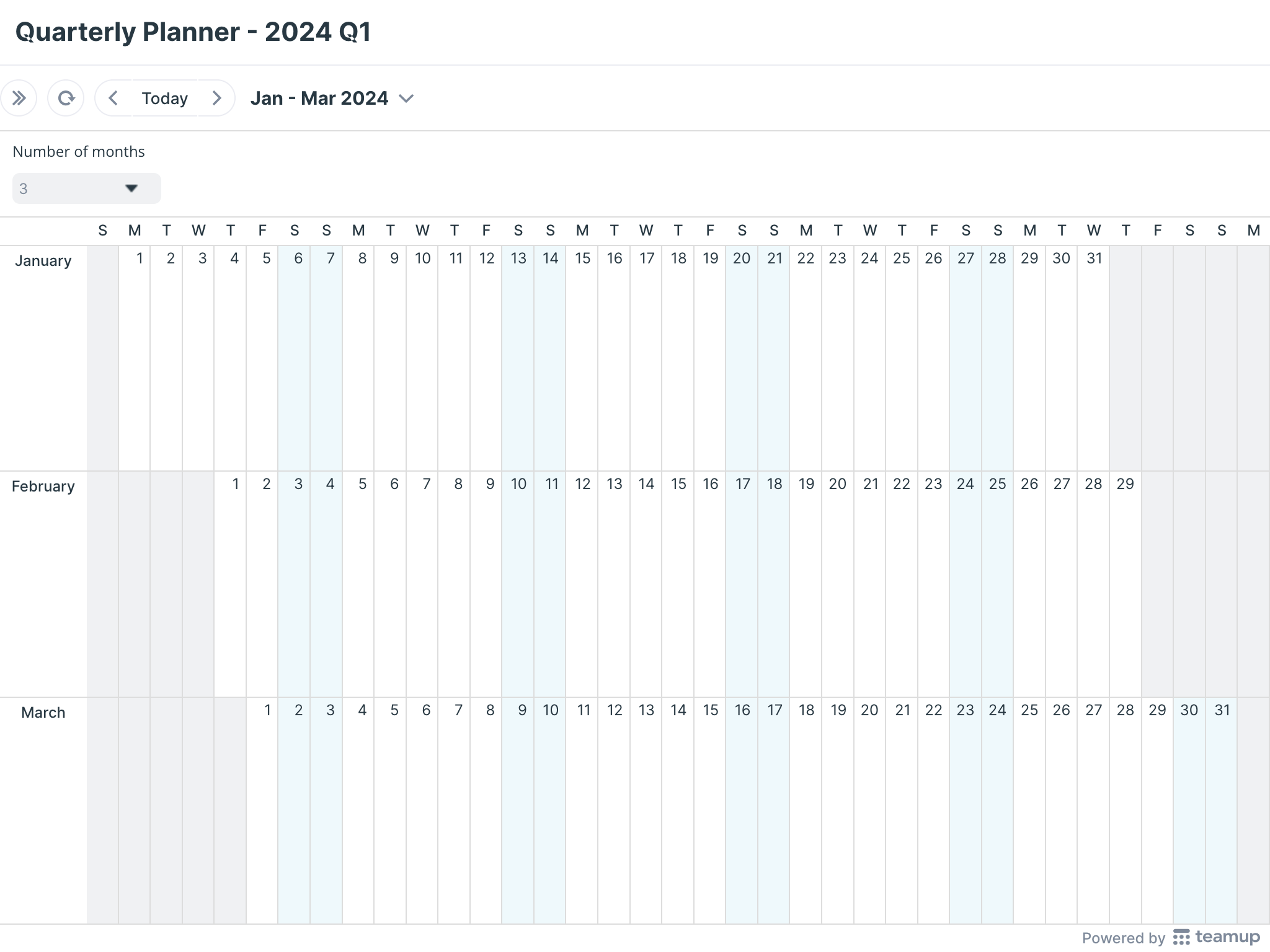 quarterly calendar template