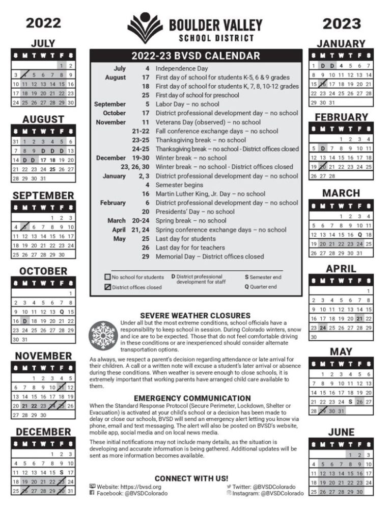 Boulder Valley Calendar