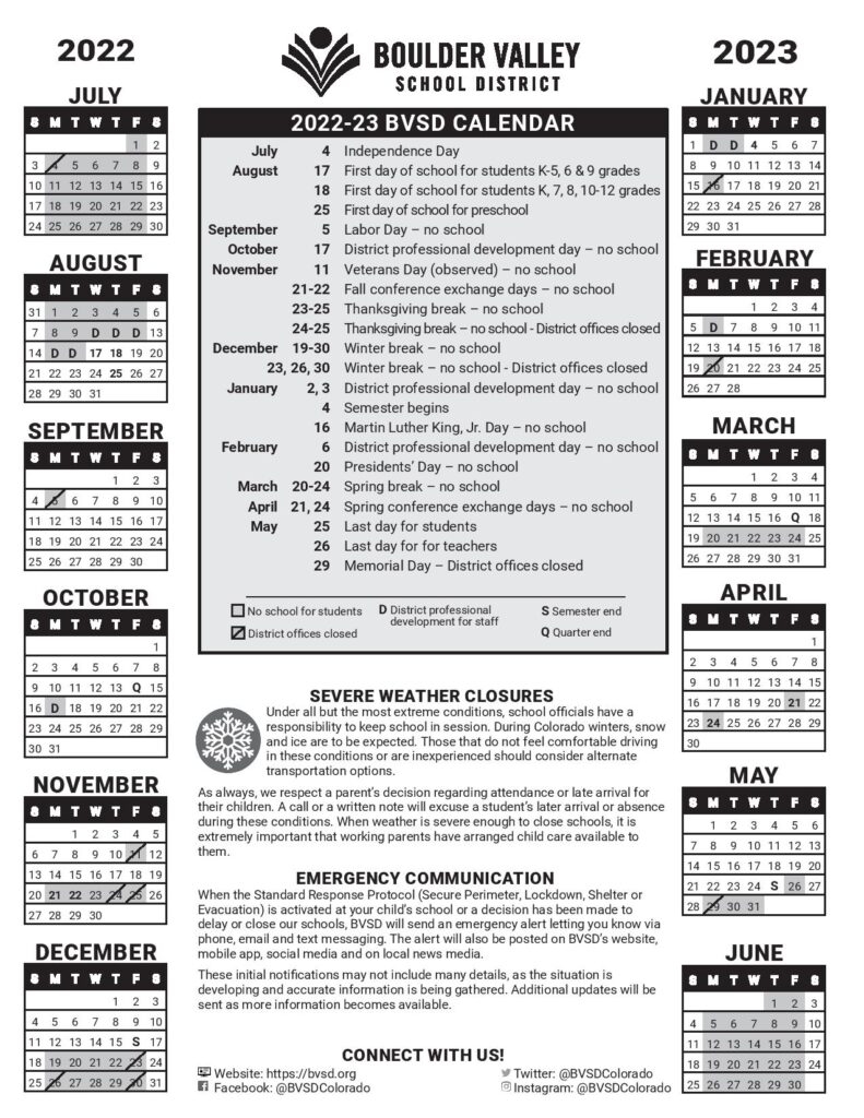 Boulder Valley Calendar