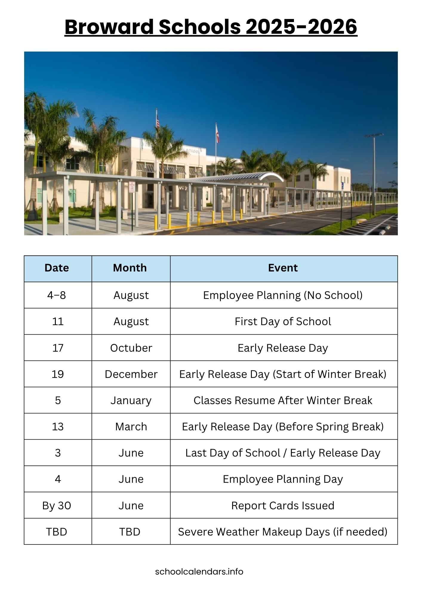 calendar broward schools 2025