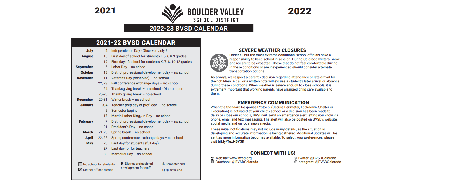 boulder valley schools calendar