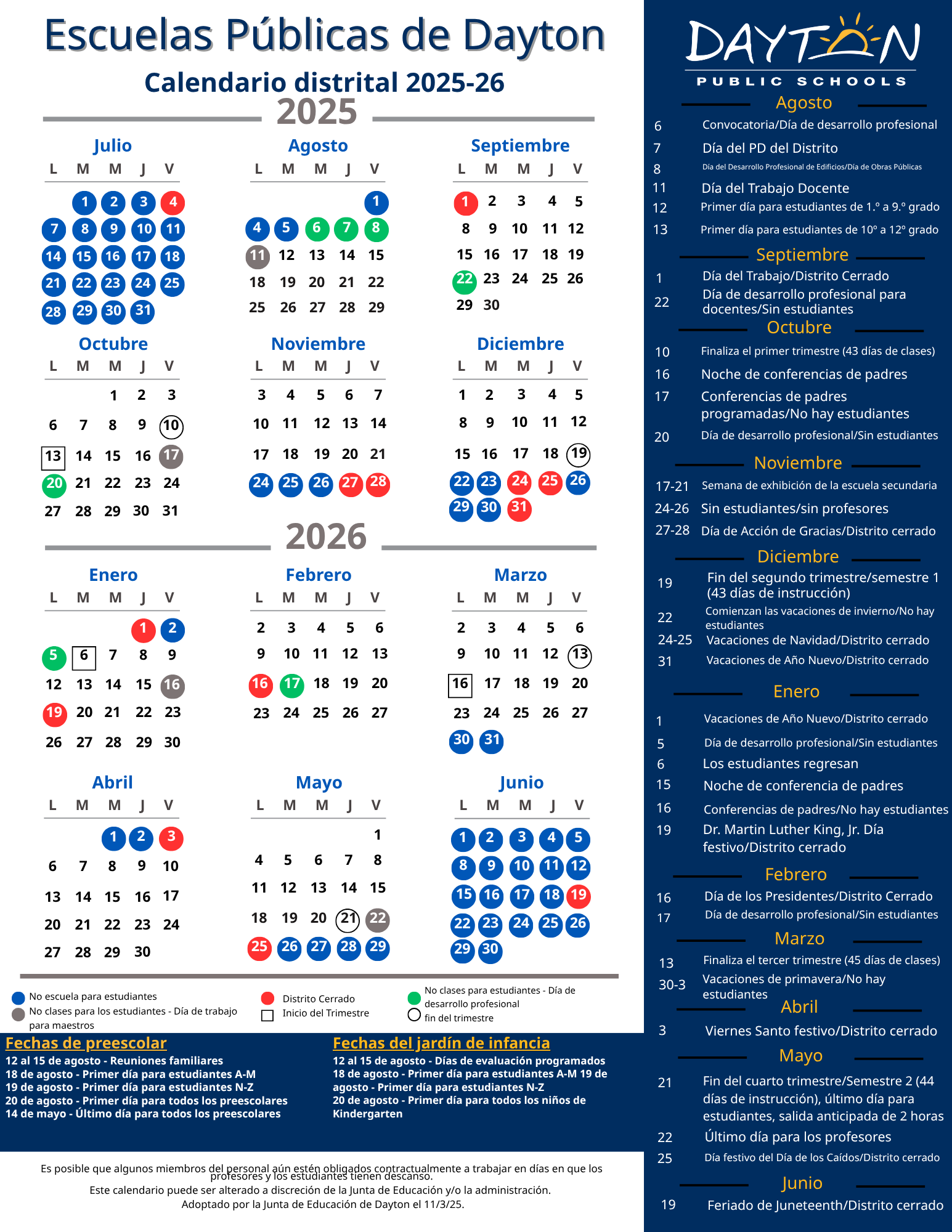 Calendar Dayton Public Schools