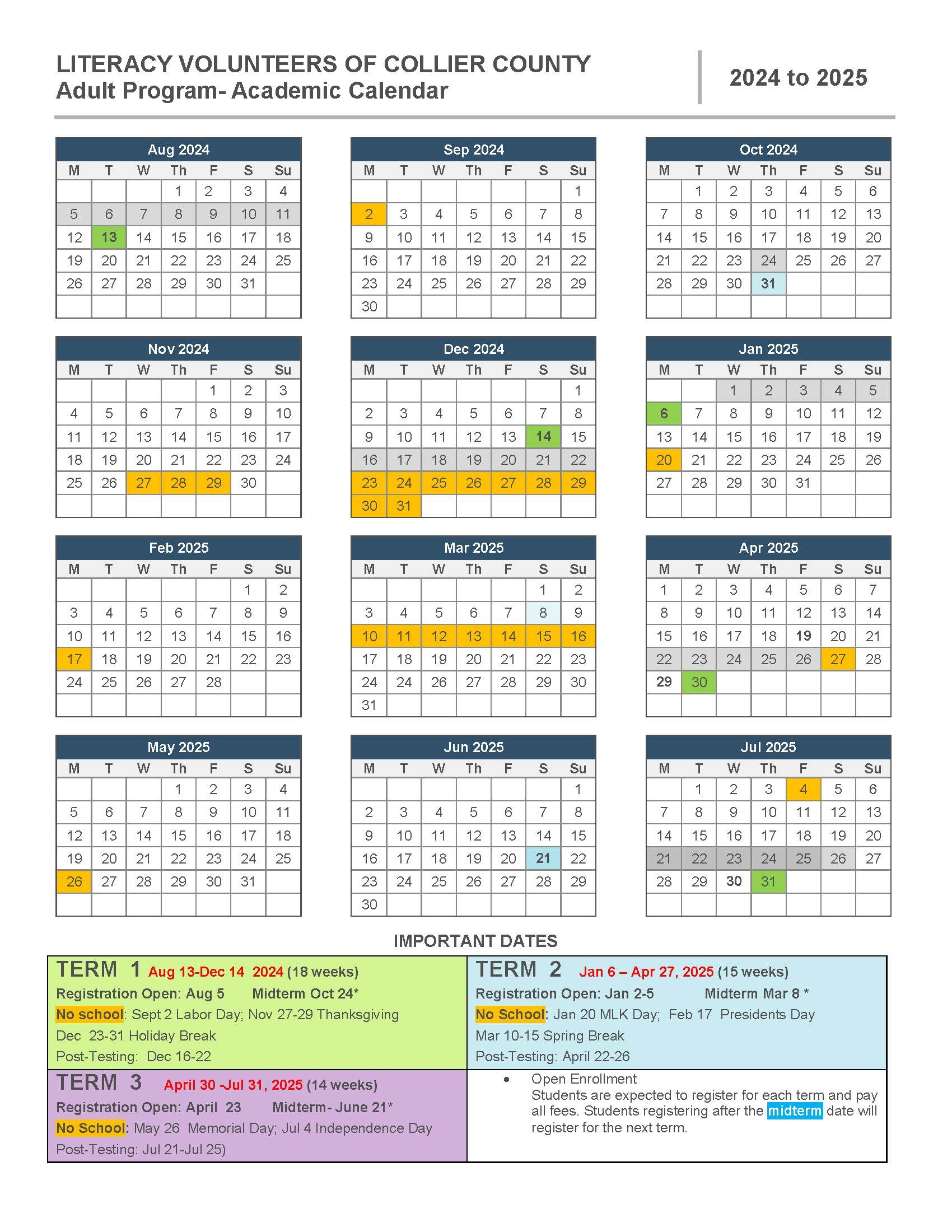 Calendar Literacy Collier