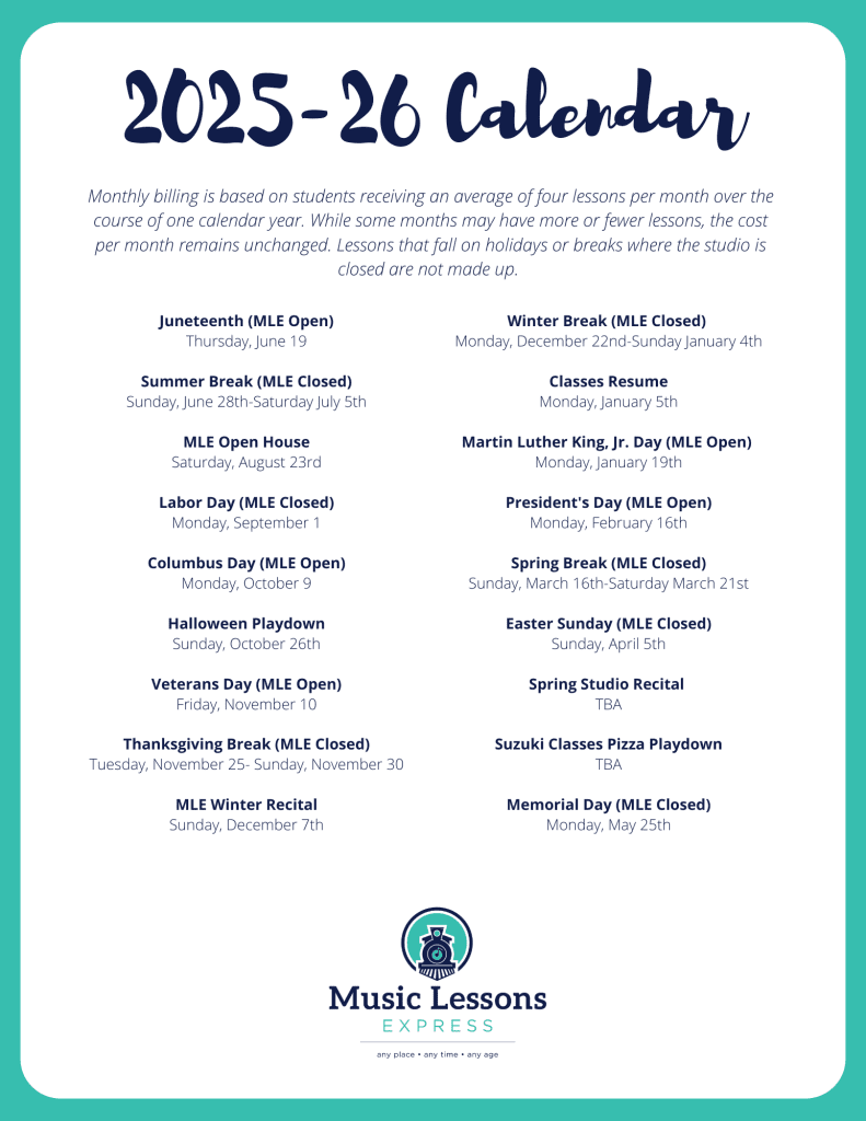 Calendar Music Lessons Express