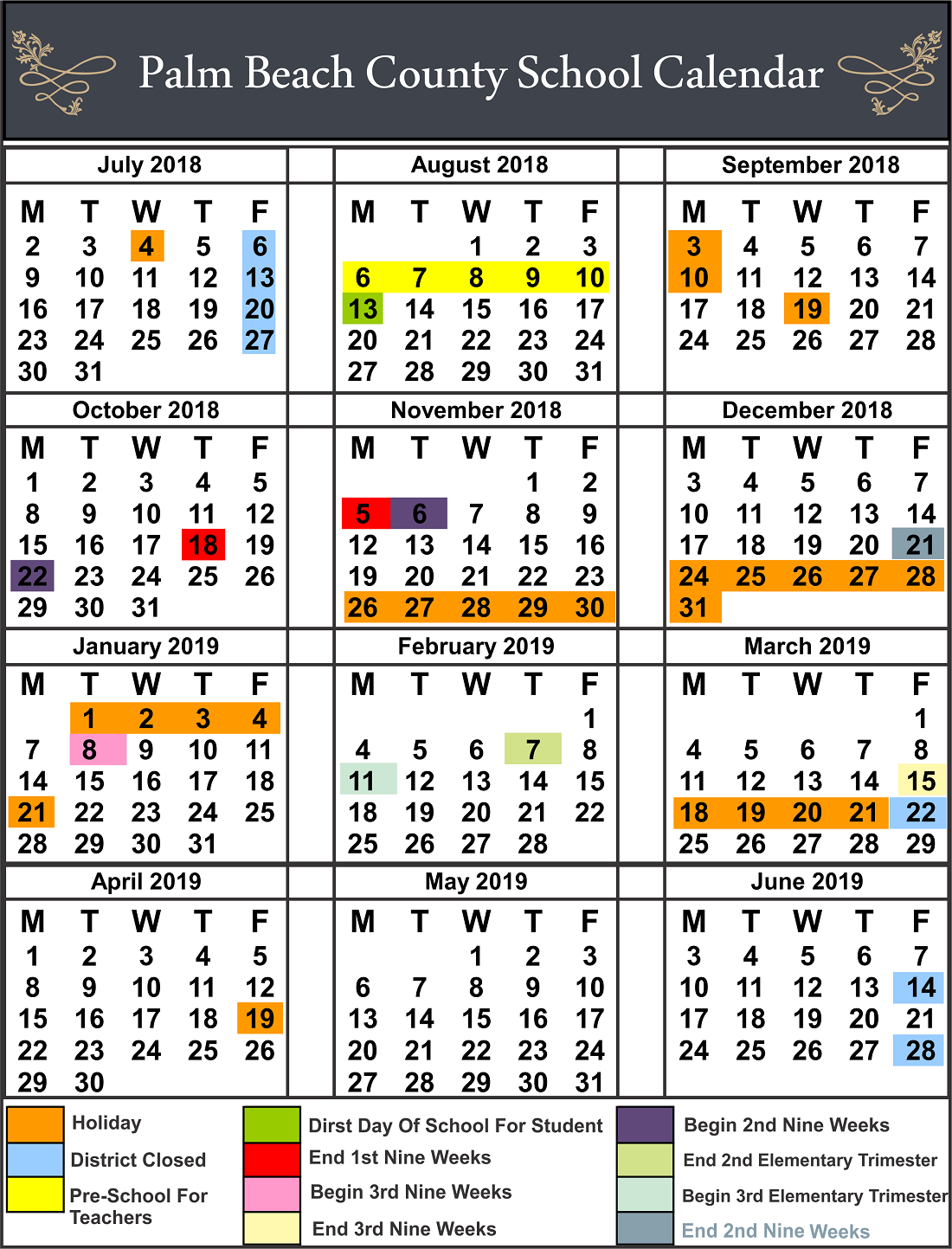 Calendar Palm Beach County