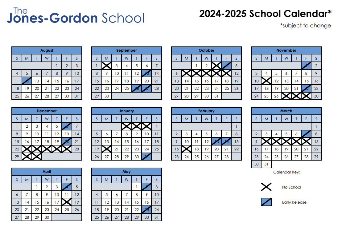 Calendar The Jones Gordon School