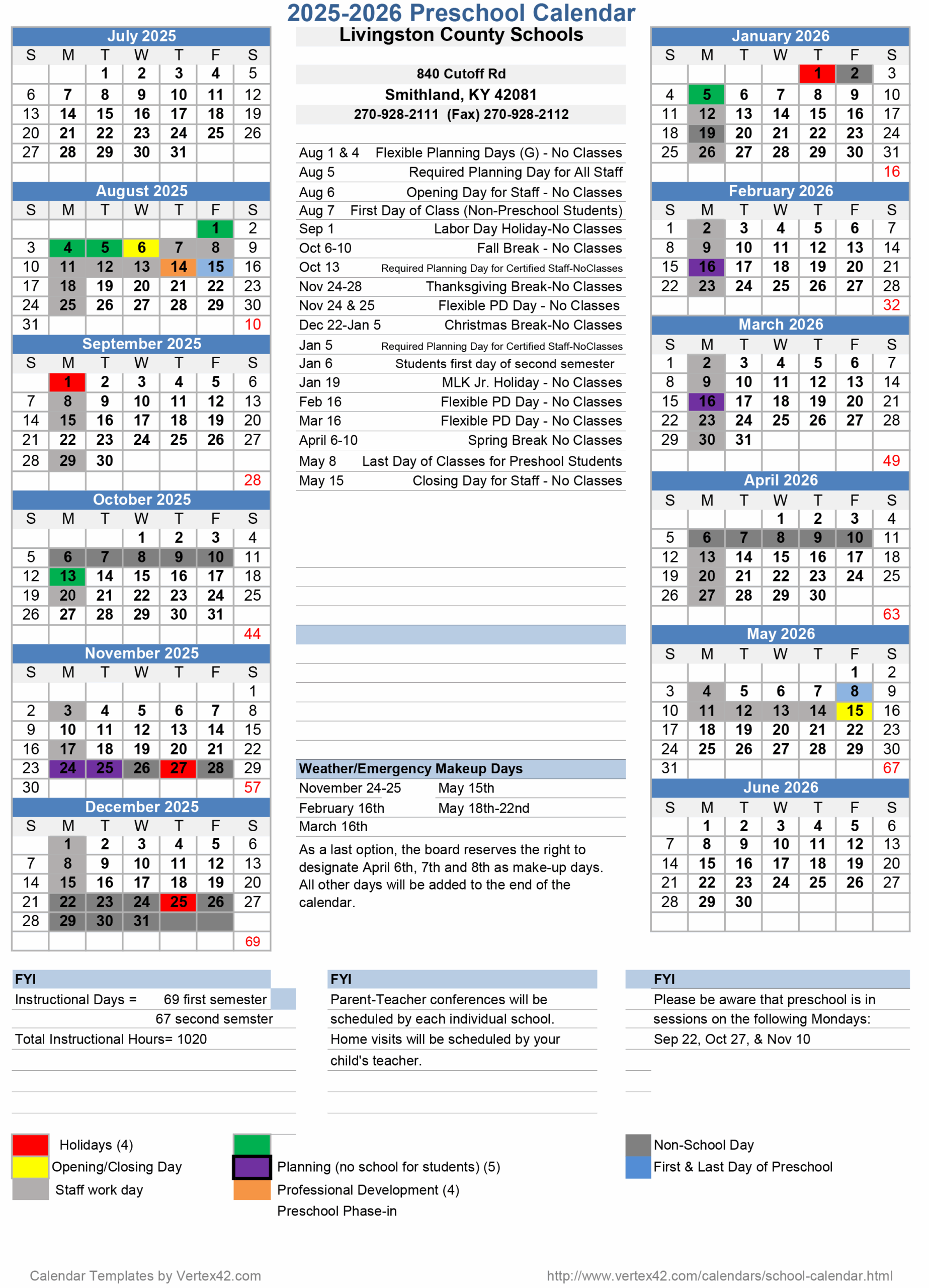 Calendars Livingston County Schools