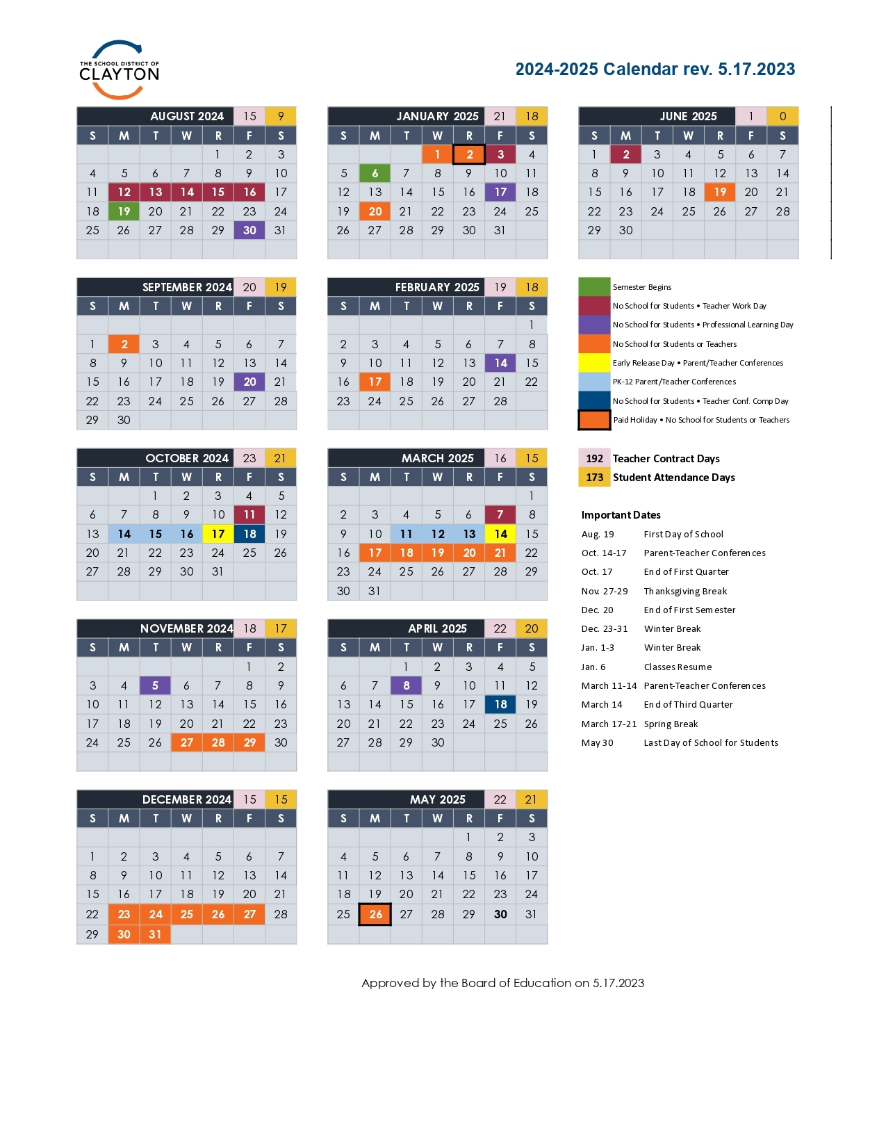 Clayton County Public Schools Calendar 2024 2025 PDF 