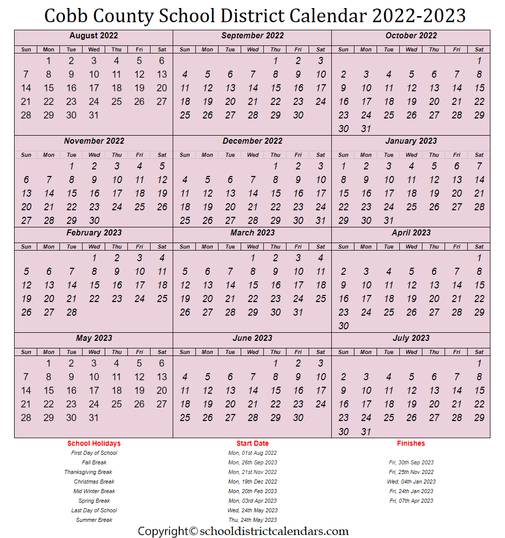 Cobb County Calendar 23 24 Printable Alphabet Charts